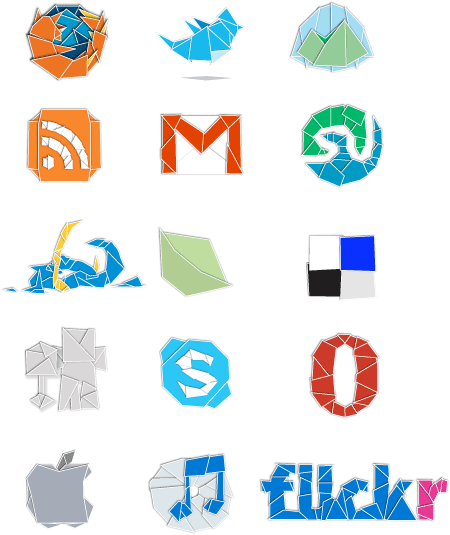 Set de iconos estilo origami