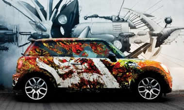Mini Cooper "Wash Me" creaciones artísticas