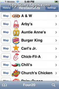 Restaurant Nutrition aplicación para iPhone y iPod Touch