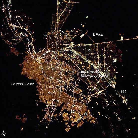 Ciudades como joyas brillantes vistas desde el espacio